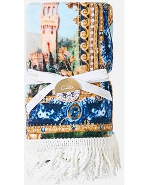 CAMILLA Beach Towel With Fringe Sweet Sacré Bleu - White