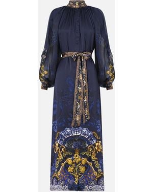 CAMILLA Relaxed Shirt Dress With Frill Sleeve Detail Notes From The Room - Blue