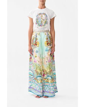 CAMILLA Wide Leg Trouser With Front Pockets Just Coasting - White