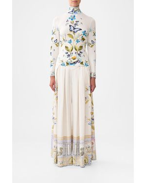 CAMILLA Jersey Turtleneck Botanical Ballads - White