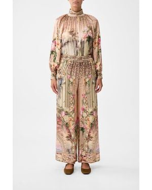 CAMILLA Straight Leg Pant Watercolour Wonderland - Natural