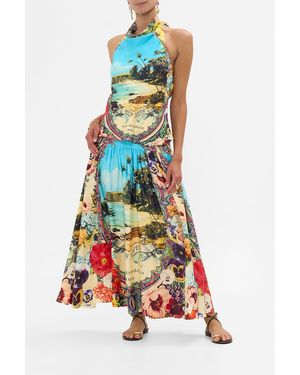 CAMILLA Fitted Waist Gathered Skirt Bathing Bombshell - White