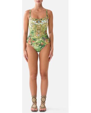 CAMILLA Underwire Square Neck One Piece W Scoop Back Wanderlust Empire - Green
