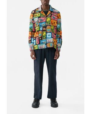 CAMILLA Patchwork Long Sleeve Camp Collar Shirt Sal Do Mar - Blue