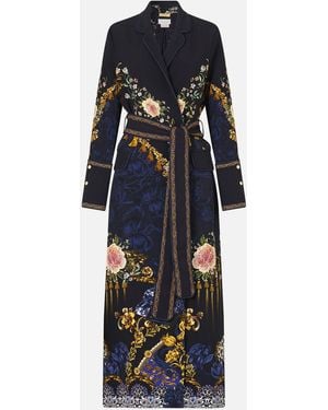CAMILLA Cuffed Side Split Coat Notes From The Room - Blue
