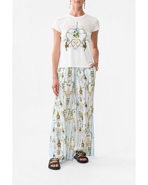 CAMILLA Slim Fit Round Neck T-Shirt Venus On A Vespa - White