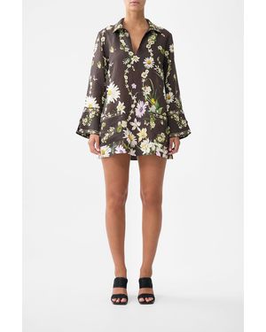 CAMILLA Long Sleeve Tunic Dress Dish It, Daisy - Black