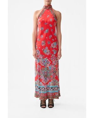 CAMILLA High Neck Bias Dress Artisans Of Anatolia - Red