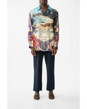 CAMILLA Long Sleeve Oversized Shirt Bathing Bombshell - Blue