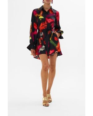 CAMILLA Shift Shirt Dress Electric Loveland - Red