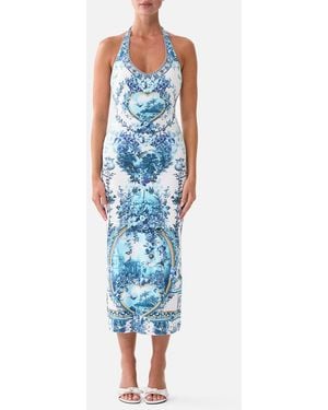 CAMILLA Jersey Halter Dress The Porcelain Parlour - Blue