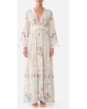 CAMILLA Kimono Sleeve Dress With Shirring Detail Laced With Love - White