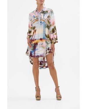 CAMILLA Relaxed High Low Shirt Dress Call Me - Multicolour