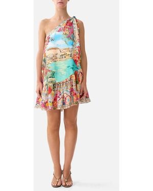 CAMILLA Tie One Shoulder Short Dress Meet Me - White