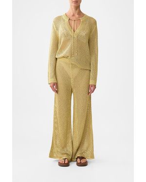 CAMILLA Wide Flare Knit Pant Ottoman Dynasty - Yellow