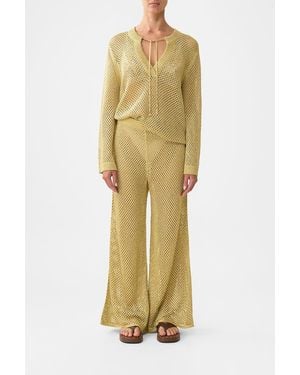 CAMILLA Wide Flare Knit Pant Ottoman Dynasty - Yellow