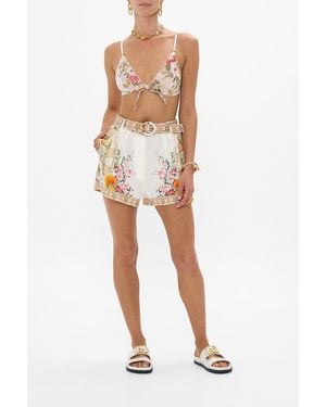 CAMILLA Scalloped Edge Bra With Bow Egyptian Rose - White