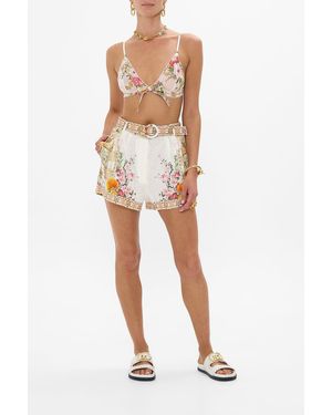 CAMILLA Scalloped Edge Bra With Bow Egyptian Rose - White