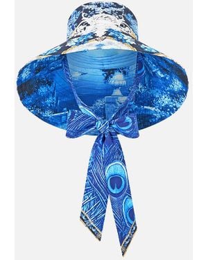 CAMILLA Wide Brim Bucket Hat With Tie Sweet Sacré Bleu - Blue