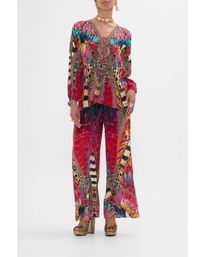 CAMILLA Lace Up Blouse Sahara Supernatural - Red
