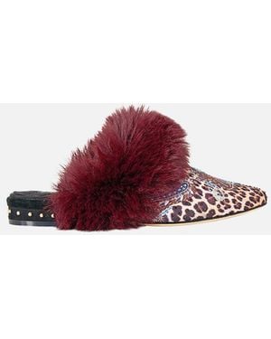 CAMILLA Belle Fur Slipper Istanbul Animalia - Red