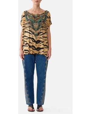 CAMILLA Loose Fit Tee A Wink To The Wild - Blue