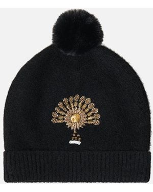 CAMILLA Embellished Beanie Solid - Black