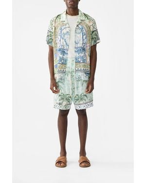 CAMILLA Mid Length Walk Short Jardim Party - Blue