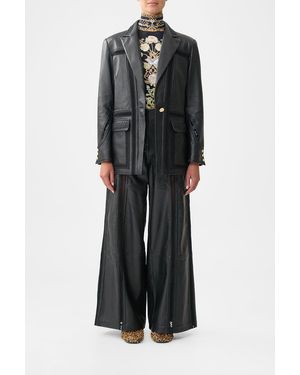 CAMILLA Leather Wide Leg Pant Ottoman Elegance - Black
