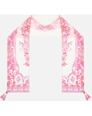 CAMILLA Long Silk Crinkle Chiffon Scarf Livin La Vida Rosa - Pink