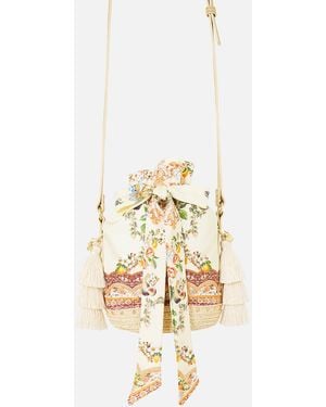 CAMILLA Tie Top Bucket Bag With Tassels Va Va Vintage - White