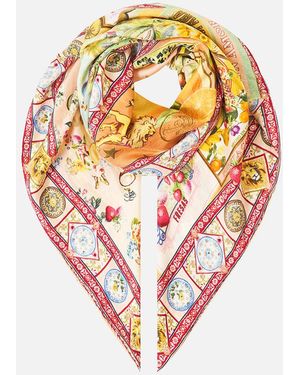 CAMILLA Large Crystalled Silk Square Scarf Va Va Vintage - Metallic