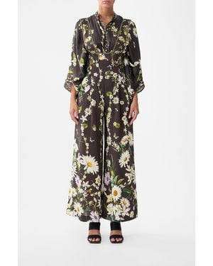 CAMILLA Detachable Strap Wide Leg Jumpsuit Dish It, Daisy - White