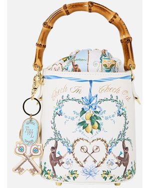 CAMILLA Drawstring Bucket Bag Venus On A Vespa - White