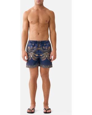 CAMILLA Mid Length Boardshort With Elastic Waist Cloaked - Blue