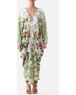 CAMILLA T Shape Long Kaftan Art For The Empress - Green