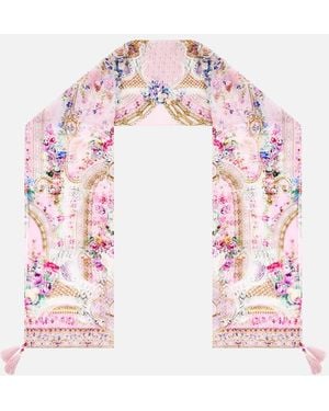 CAMILLA Long Silk Crinkle Chiffon Scarf Palatial Pastels - Pink