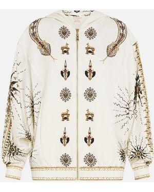 CAMILLA Silk Mix Jersey Zip Front Sweater Goddess Energy - Natural