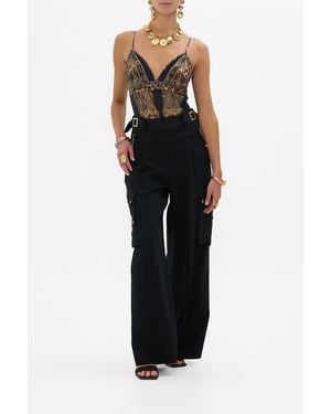CAMILLA Tri Bodysuit With Mesh Inserts An Egyptian Renaissance - Black