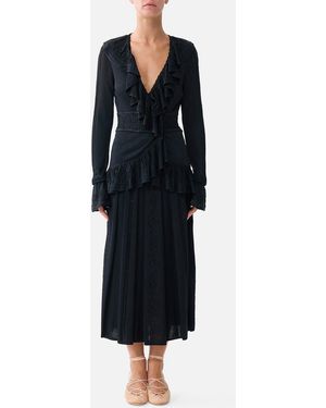 CAMILLA Pleated Knit Skirt Flamenco Folklore - Black