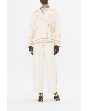 CAMILLA Oversized Leather Biker Jacket Valley Of The Queens - Natural