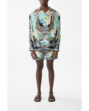 CAMILLA Long Sleeve Oversized Shirt Folk Afloat - Blue