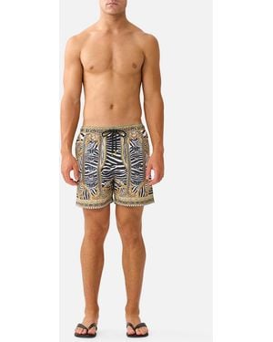 CAMILLA Mid Length Boardshort With Elastic Waist Zig Zag Zoo - Black