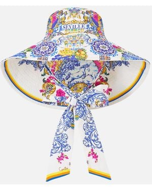 CAMILLA Wide Brim Bucket Hat With Tie España Nirvana - White