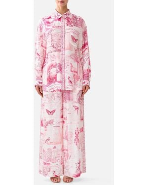 CAMILLA Long Sleeve Oversized Shirt With Pocket Journal De Voyage - Pink