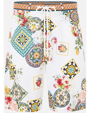 CAMILLA Long Walk Short With Elastic Back Magic Of The Mercado - White