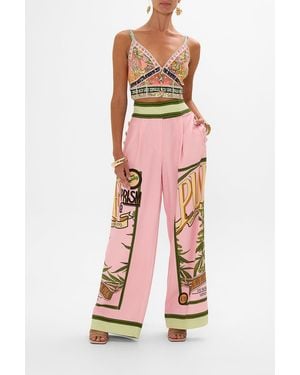 CAMILLA Wide Leg Pant With Buttons Lets Chase Rainbows - White