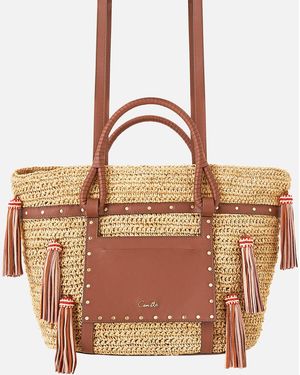 CAMILLA Raffia Tote With Tassels Natural - Brown