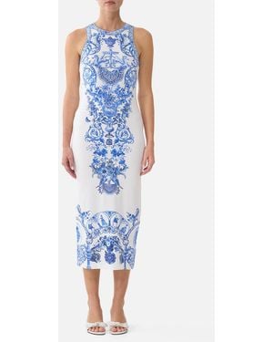 CAMILLA Jersey Tank Dress Ceramic Panoramic - Blue