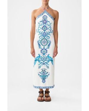 CAMILLA Long Jersey Halter Dress - Blue